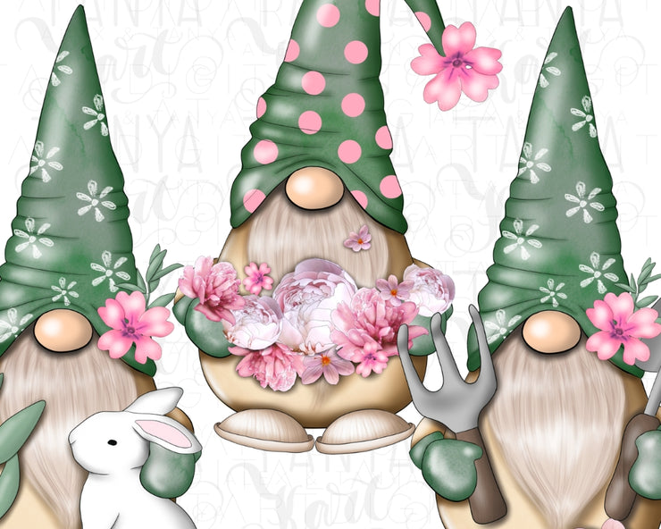 Garden Gnome Png | Gnome With Rabbit | Floral Gnome Png