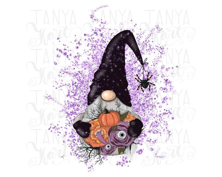 Halloween Gnome With Flowers