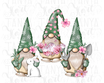 Garden Gnome Png | Gnome With Rabbit | Floral Gnome Png