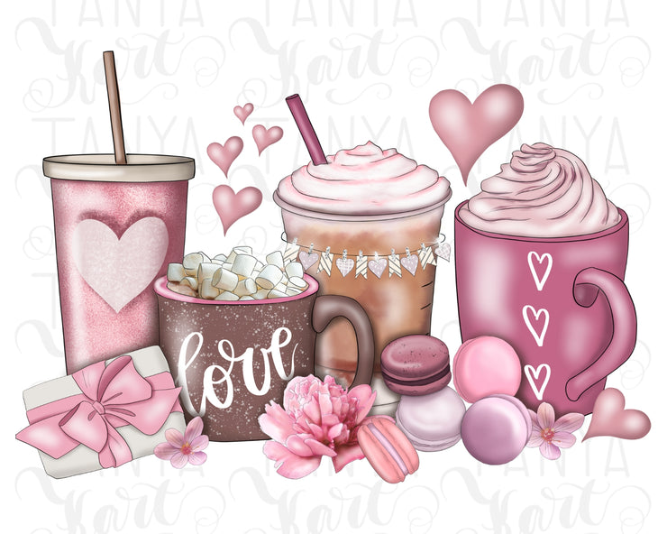 Coffee Valentine Png | Valentines Day | Hand Drawn