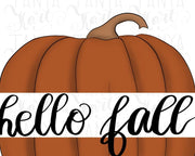 Hello Fall Hand Drawn Pumpkin Painting Design
