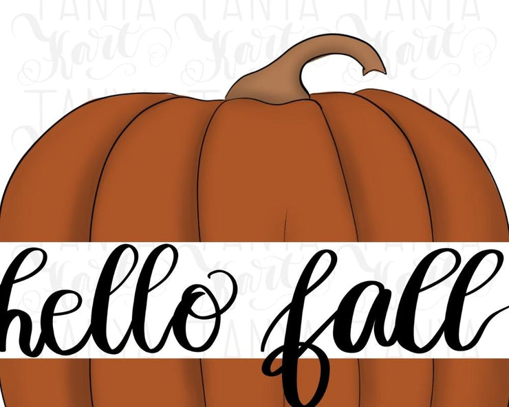 Hello Fall Hand Drawn Pumpkin Painting Design