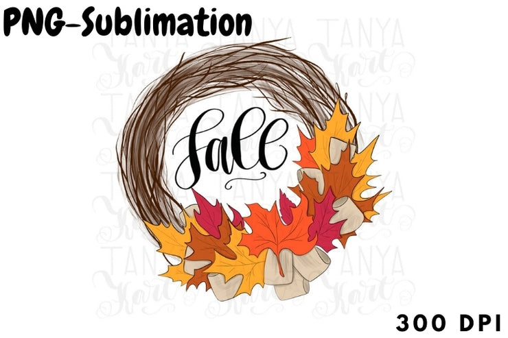 Autumn Png | Sublimation Design | Fall Wreath