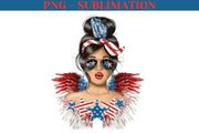 Messy Hair Bun Png | American Brunette | 4th Of July Png