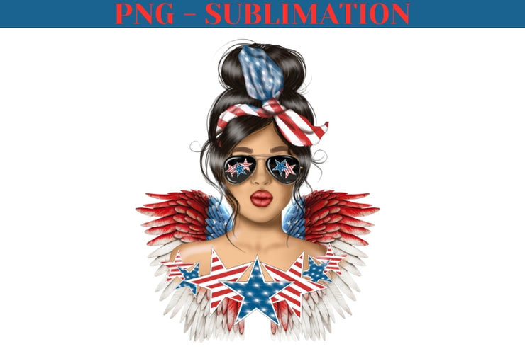 Messy Hair Bun Png | American Brunette | 4th Of July Png