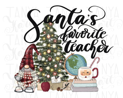 Santa's Favorite Teacher | Png Sublimation | Digital Download