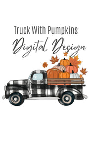 Buffalo Plaid Truck | Sublimation Designs | With Pumpkins