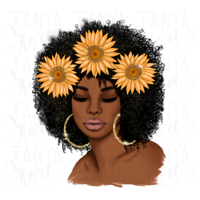 Sunflower Sublimation | Afro Woman