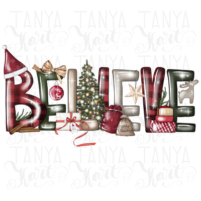 Believe Christmas | Png Download | Hand Draw | Merry Christmas | Happy Holiday