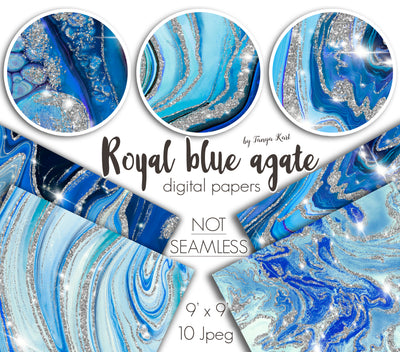 Royal Blue Agate Digital Papers