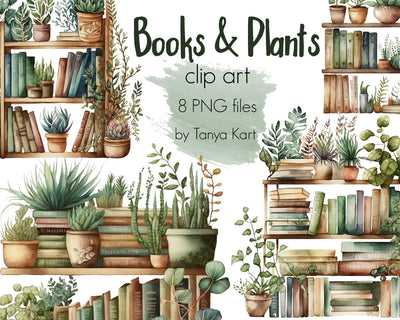 Books And Plants Clip Art