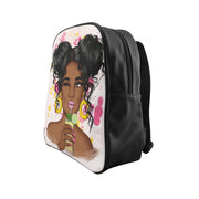 School Backpack with Dark skin toned girl Illustration by Tanya Kart