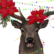 Christmas Deer | Png Sublimation | Red Flowers | Xmas Seasonal Graphic