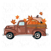 Truck With Pumpkins PNG Sublimation