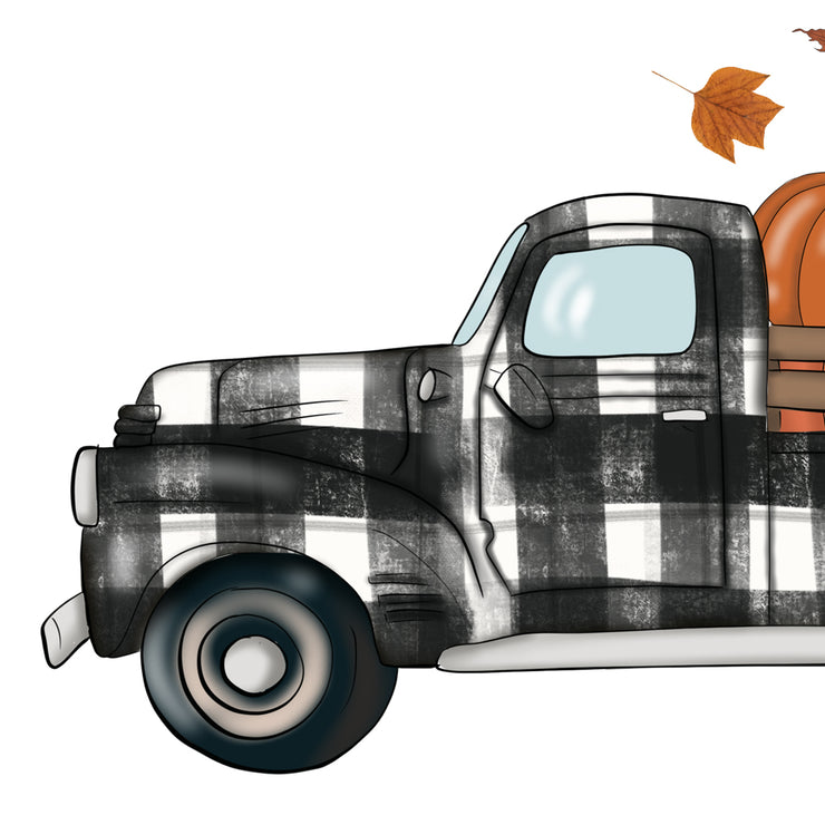 Buffalo Plaid Truck | Sublimation Designs | With Pumpkins