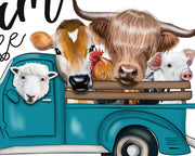 Farm Animals | Sublimation Png | Hand Drawn | Turquoise Truck