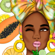Fruit Design | Afro Woman | Summer Sublimation | Tropical Art