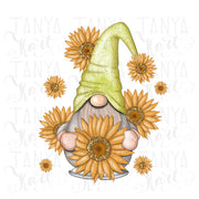 Gnome With Sunflowers| Png File | For Sublimation