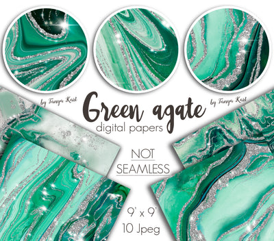 Green Agate Digital Papers