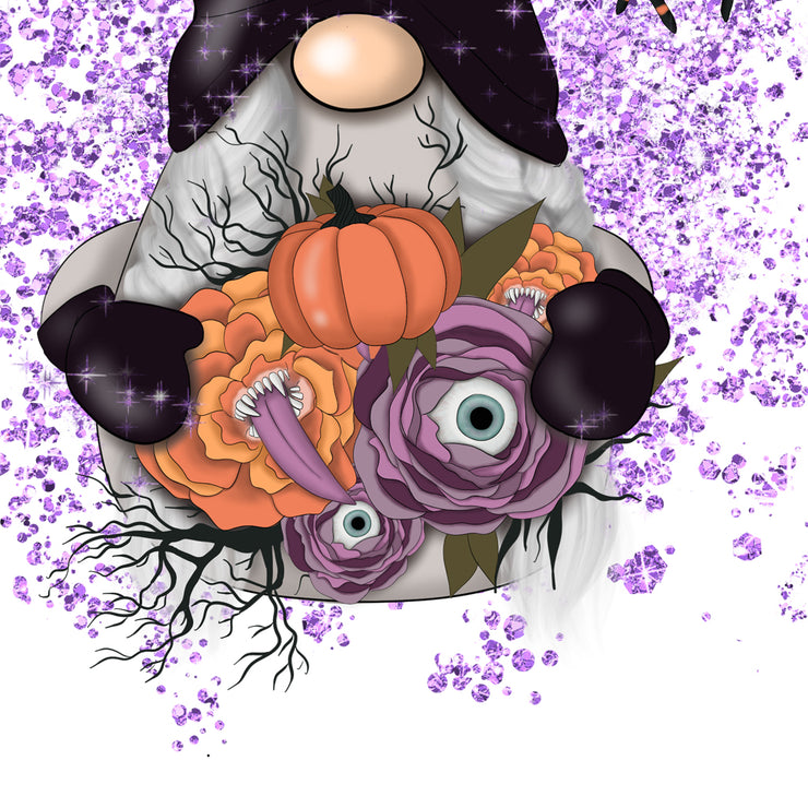 Halloween Gnome With Flowers