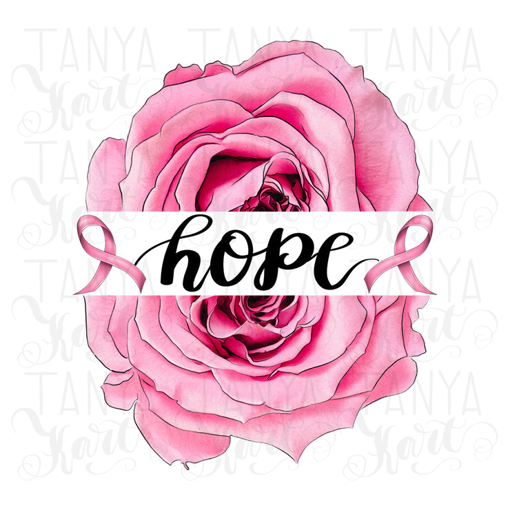 Floral Hope Png Pink Ribbon Sublimation Design Rose Flower