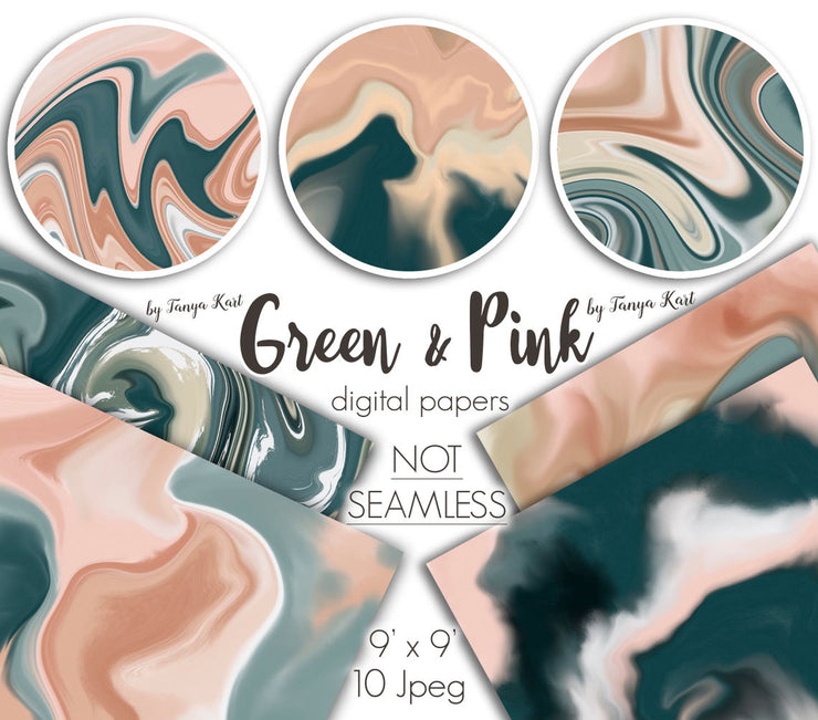 Green And Pink Digital Papers