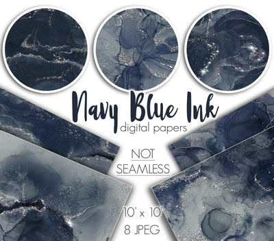 Navy Blue Ink Digital Papers