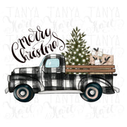 Merry Christmas | Truck Sublimation | Buffalo Plaid Png