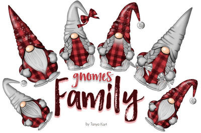 Red Buffalo Plaid Christmas Family Gnomes