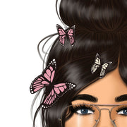 Woman In Glasses With Butterflies | Spring Sublimation