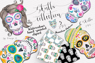 Skulls Collection Hand-Painted Clipart