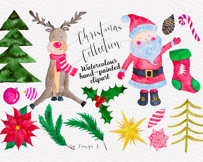 Christmas Collection Watercolor Hand-Painted Clipart