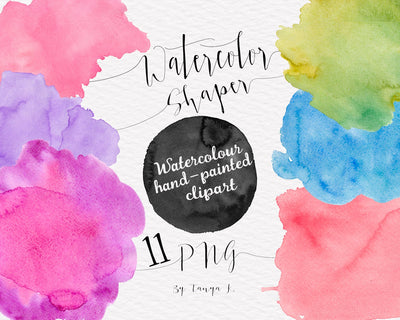 Watercolor Shapes Colorful Clipart
