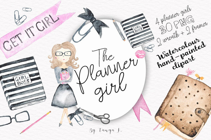 Planner Girl Clipart