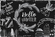 Hello Winter Chalk Christmas Clipart