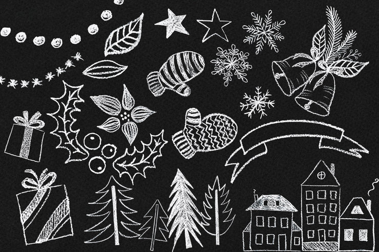 Hello Winter Chalk Christmas Clipart