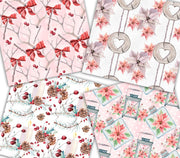 Holly Pink Christmas Paper