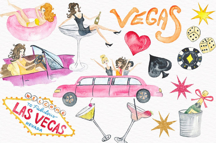 Vegas Watercolor Clipart