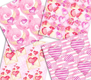 Pink Valentine's Day Watercolor Digital Paper