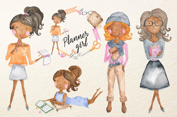 Planner Girl Clipart