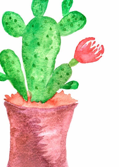 Cactuses Hand-Painted Watercolor Clipart