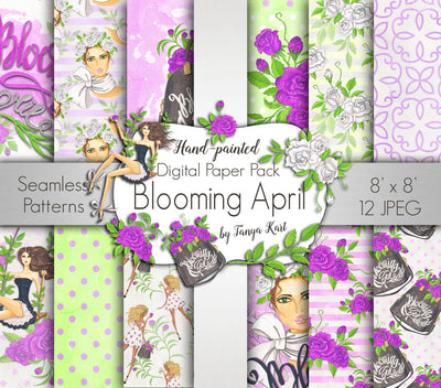 Blooming April Spring Digital Paper Pack