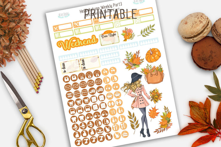Autumn Planner Stickers, Autumn Weekly Kit, September Planner Stickers, October Stickers, Fall Planner Stickers, Erin Condren