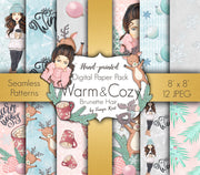 Warm and Cozy Brunette Hair Digital Paper