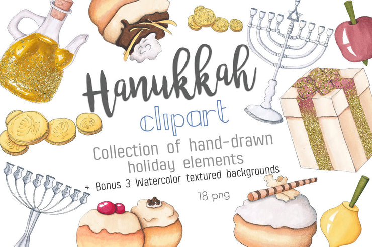 Hand-Painted Hanukkah Clipart