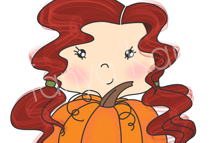 Red Hair Girl Thanksgiving Clipart
