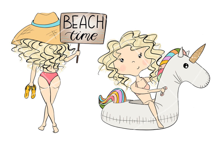 Summer Graphics  Blonde Hair Girls