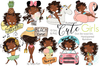 Summer Graphics African American Beach Girls
