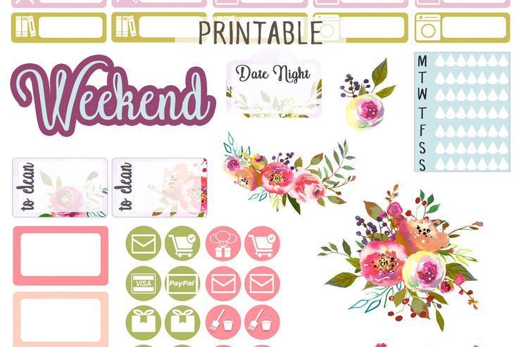 Floral Weekly Printable Kit Erin Condren Life Planner