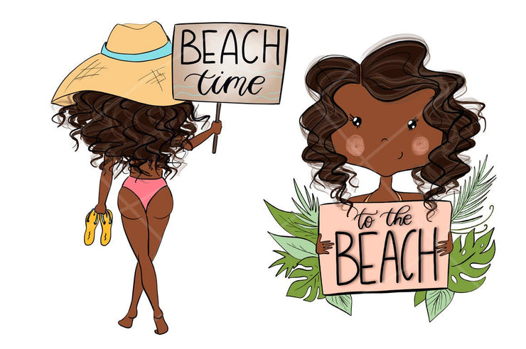 Summer Graphics African American Beach Girls